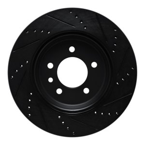 Land Rover Defender 110 Brake Rotor (1) - Rear Left - R1 Concepts - Drilled & Slotted - Black - `20-`25